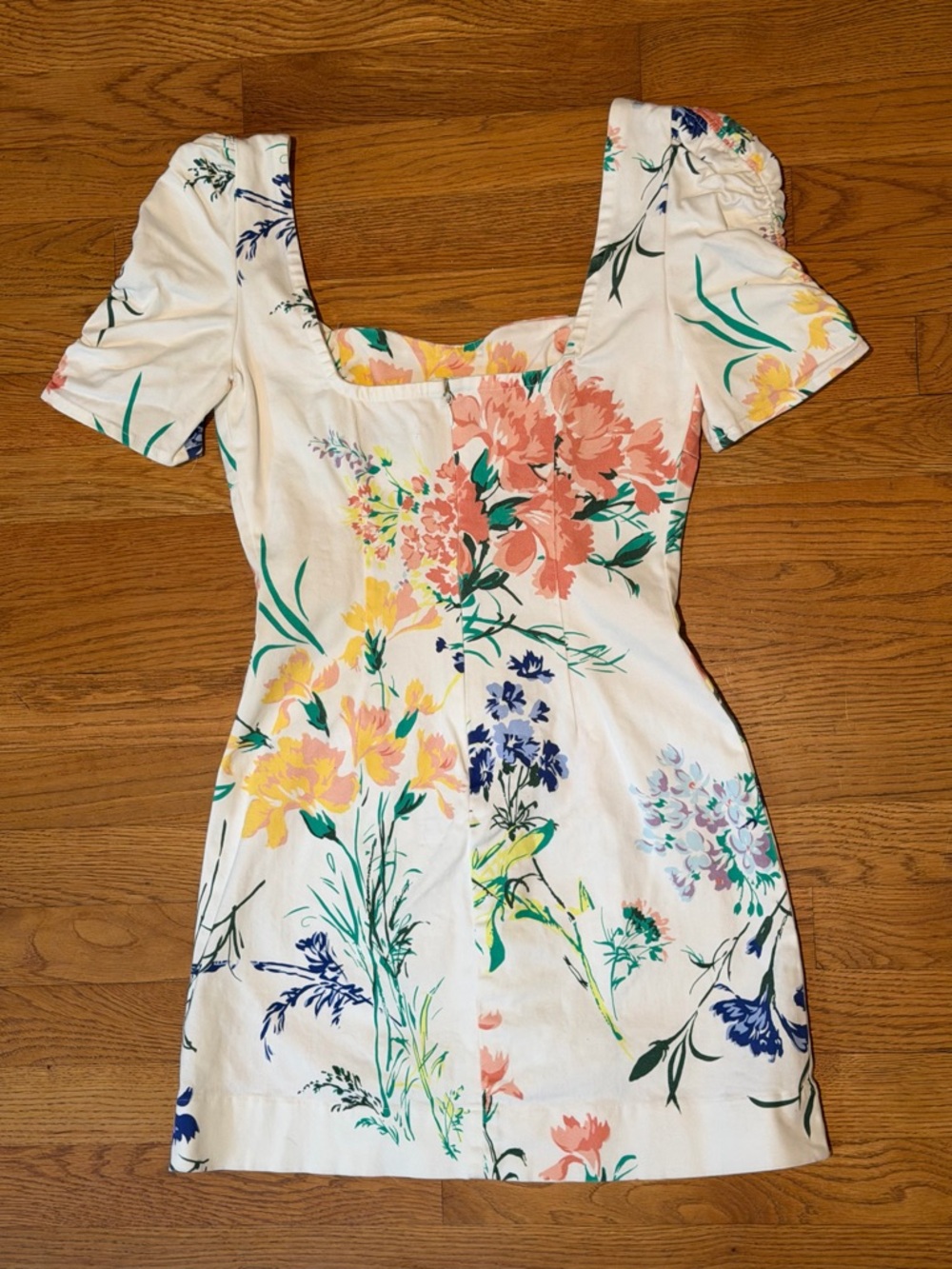 Urban Outfitters White Mini Dress with Coral & Blue Floral Print - Picture 7 of 9
